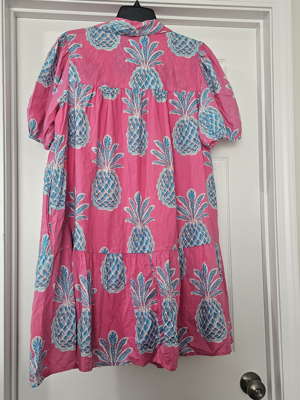 crown & ivy Pink Mini Dress with Blue Pineapple Print Playful Whimsical{Bx20} - Picture 11 of 11